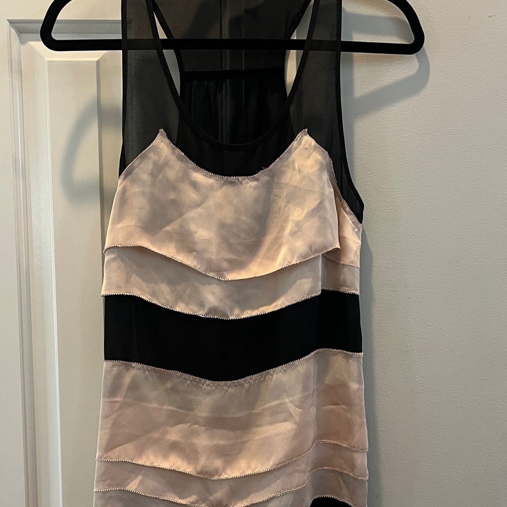 BB Dakota Sleeveless taupe and Black Layered Tank Top